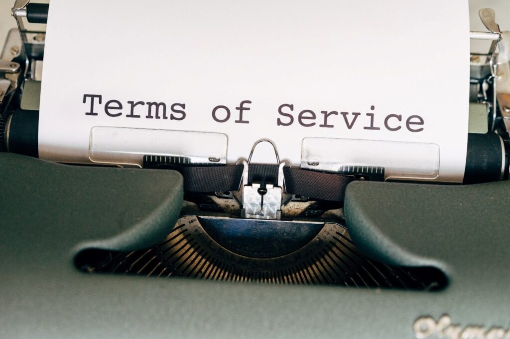 Terms of Service on a typewriter